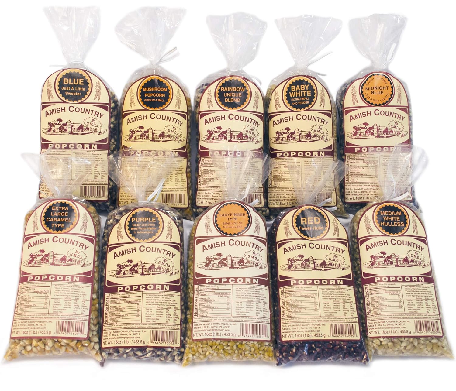 Amish Country Popcorn Variety Gift Set - 10 Unique Flavors