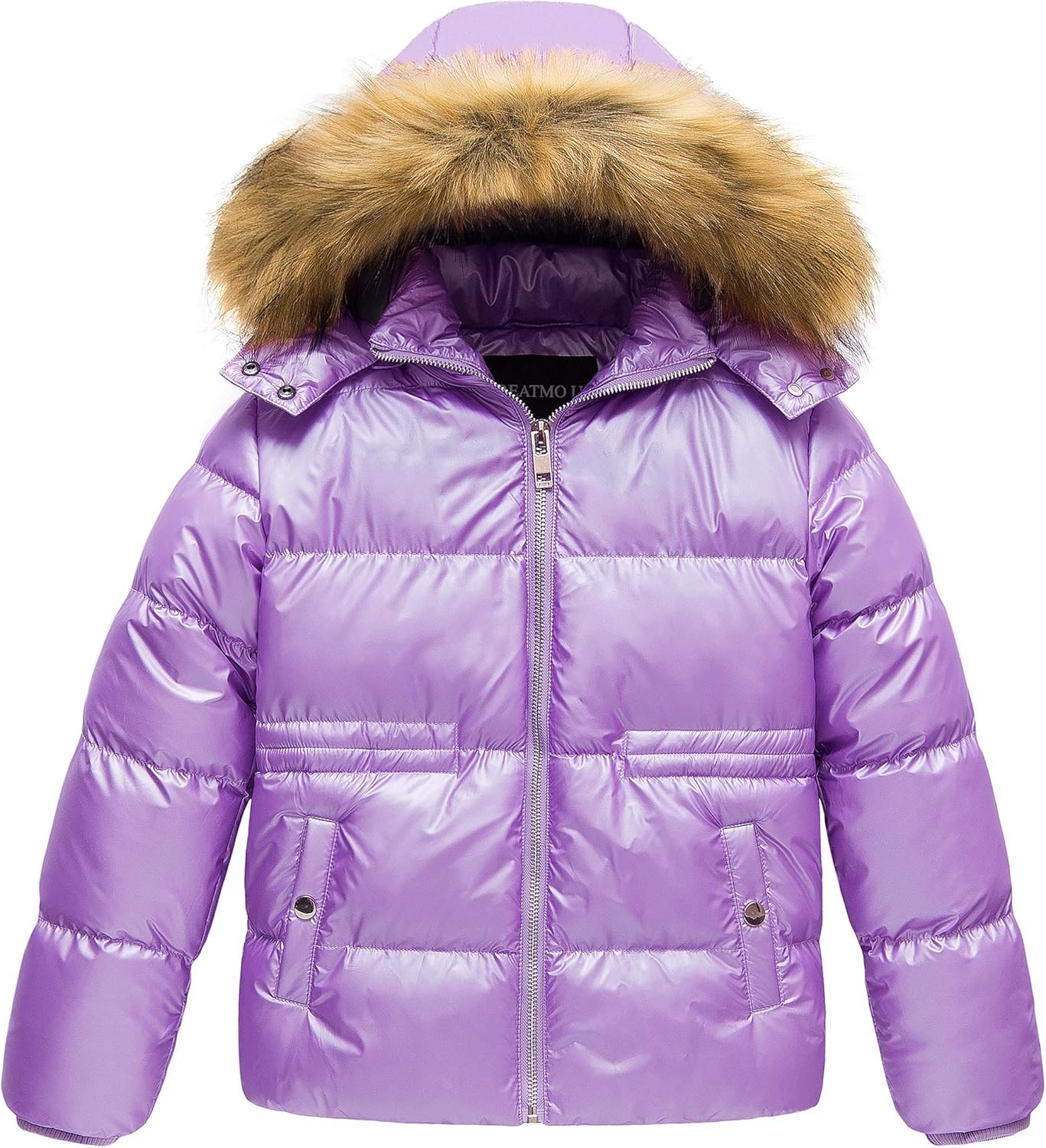 Shiny Metallic Girls' Winter Jacket ~ Cozy Fur Collar
