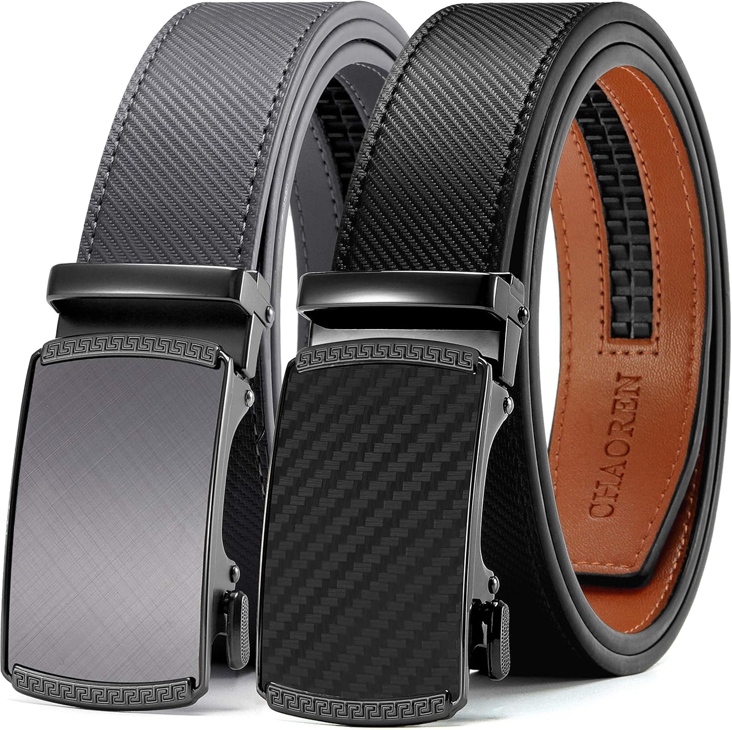CHAOREN Leather Ratchet Belt Men 2 Pack for Customizable Fit