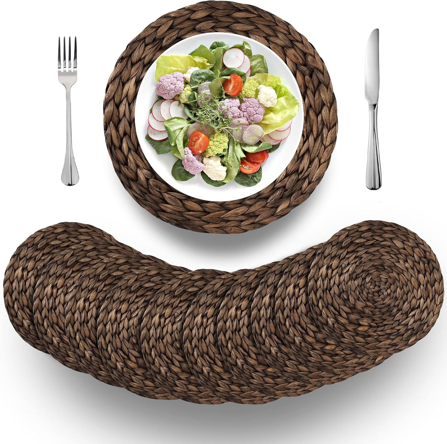 BARIEN Rustic Woven Placemats Round Set of 10 for Dining