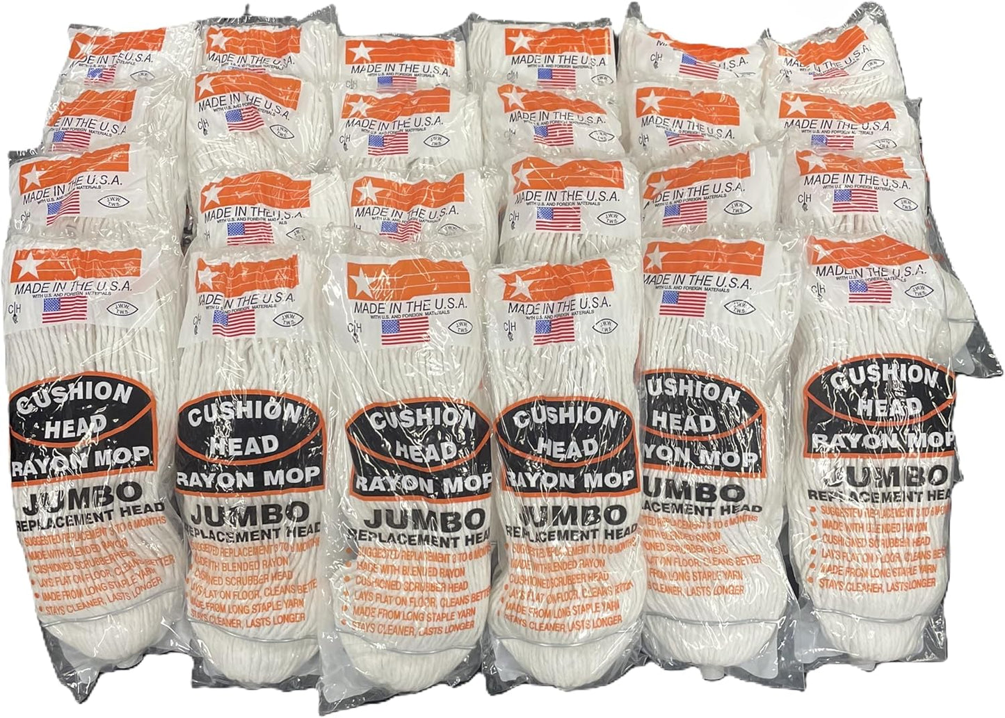 Jumbo Rayon Replacement Mop Head 24-Pack for Efficient Cleaning