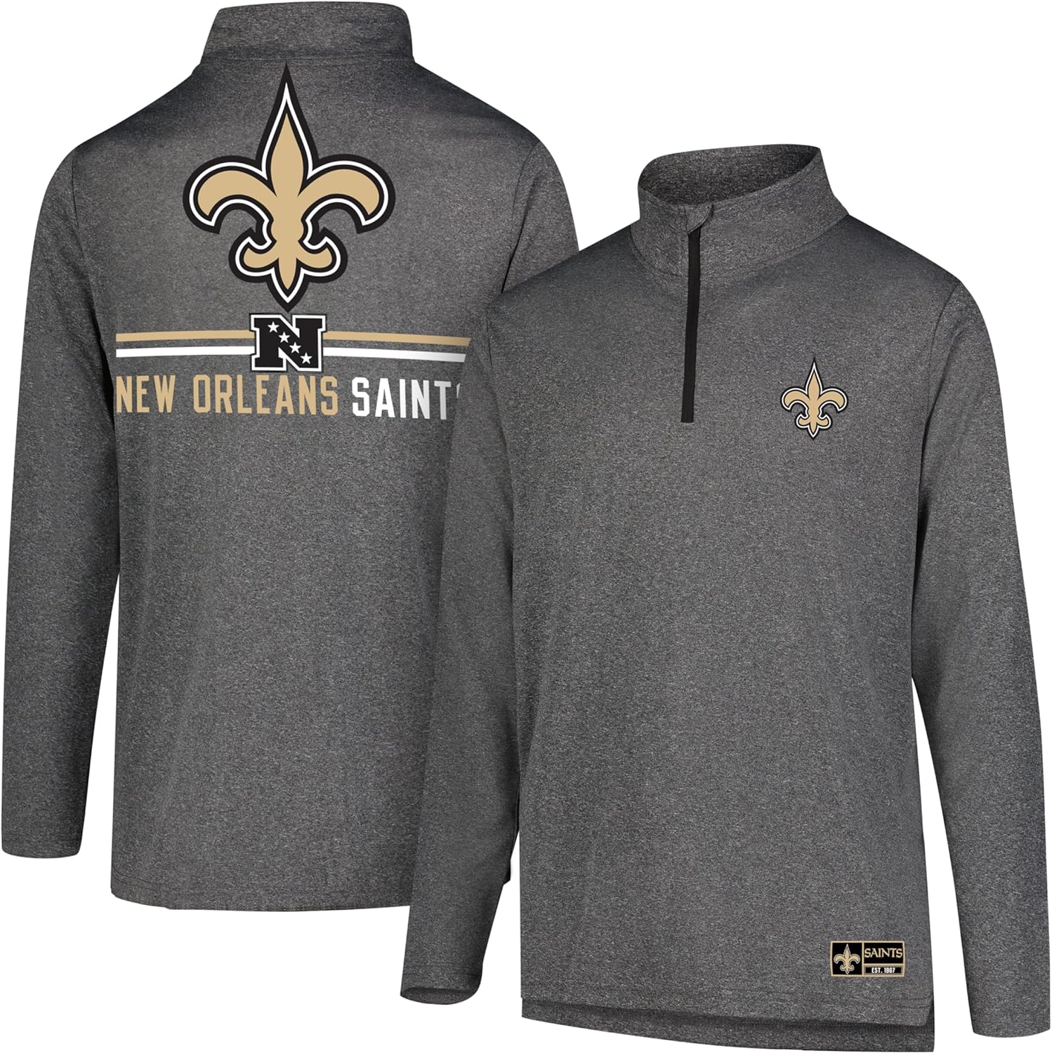 Ultra Game Men's NFL Official Super Soft Quarter Zip T-Shirt