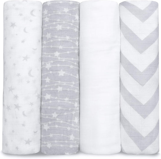 Comfy Cubs Muslin Swaddle Blankets for Newborns - Soft Cotton
