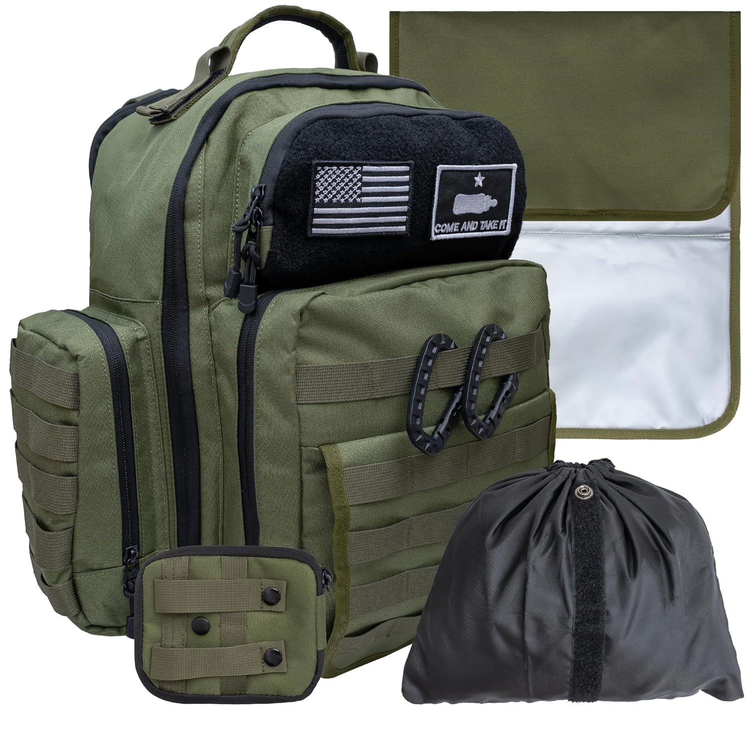 Green Dad Diaper Bag - Rugged Military-Style Backpack for Parents
