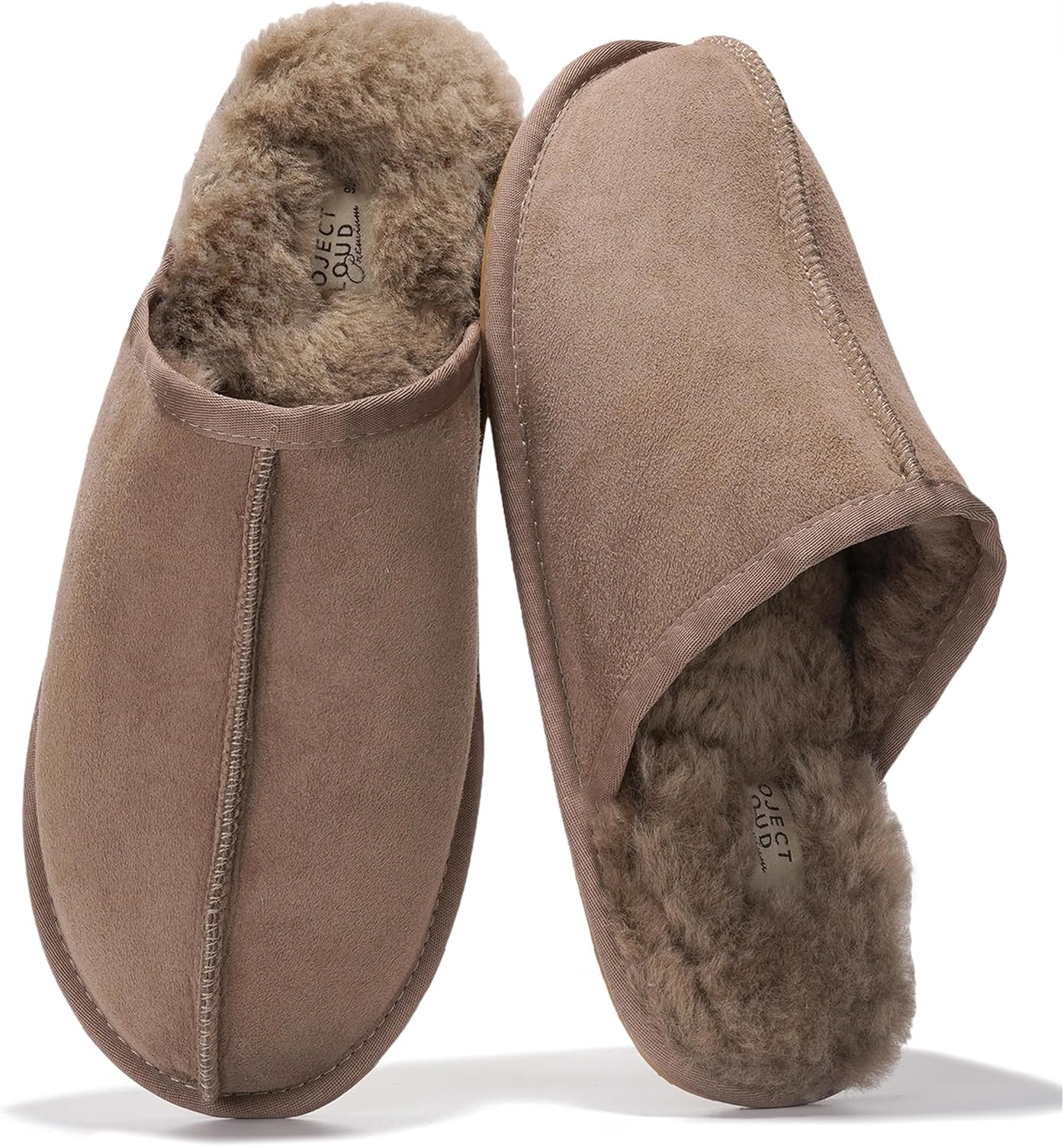 Project Cloud Mens Slippers with Genuine Leather and Shearling
