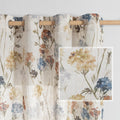 Living Room Linen Curtains 90 in Floral Pattern - Light Filtering