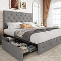 Upholstered Full Size Platform Bed Frame with 4 Drawers - Storage