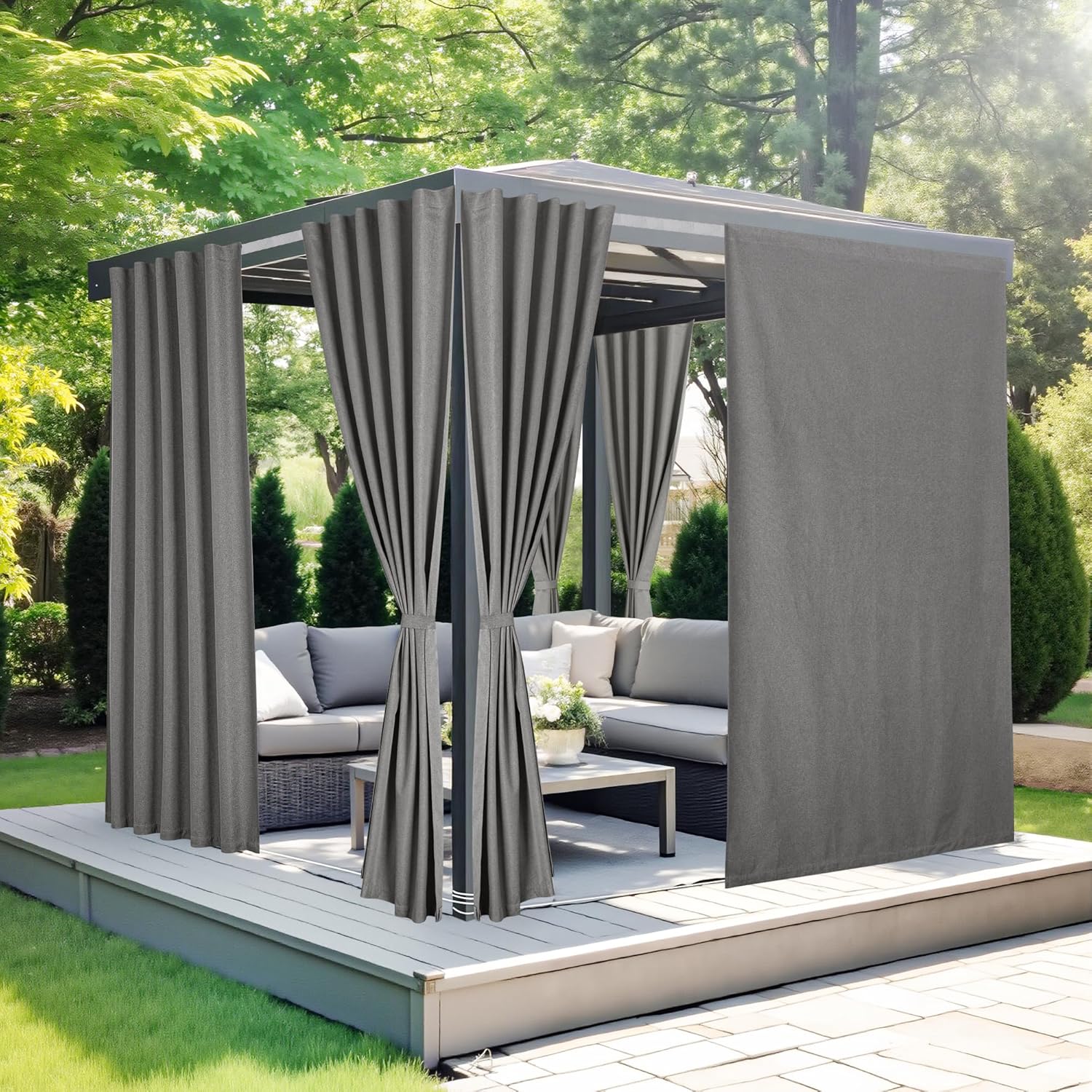 NICETOWN 100% Blackout Outdoor Curtains for Patio & Gazebo