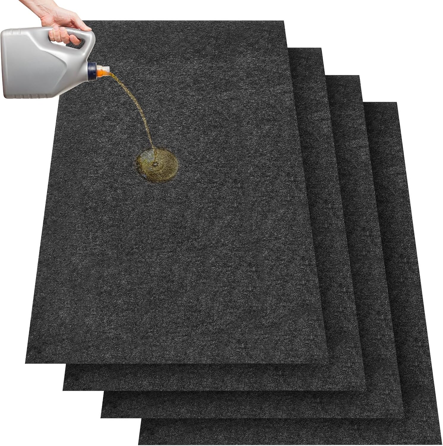 4 Pcs 36 x 60 Inch Oil Spill Mat for Garage Floor Protection