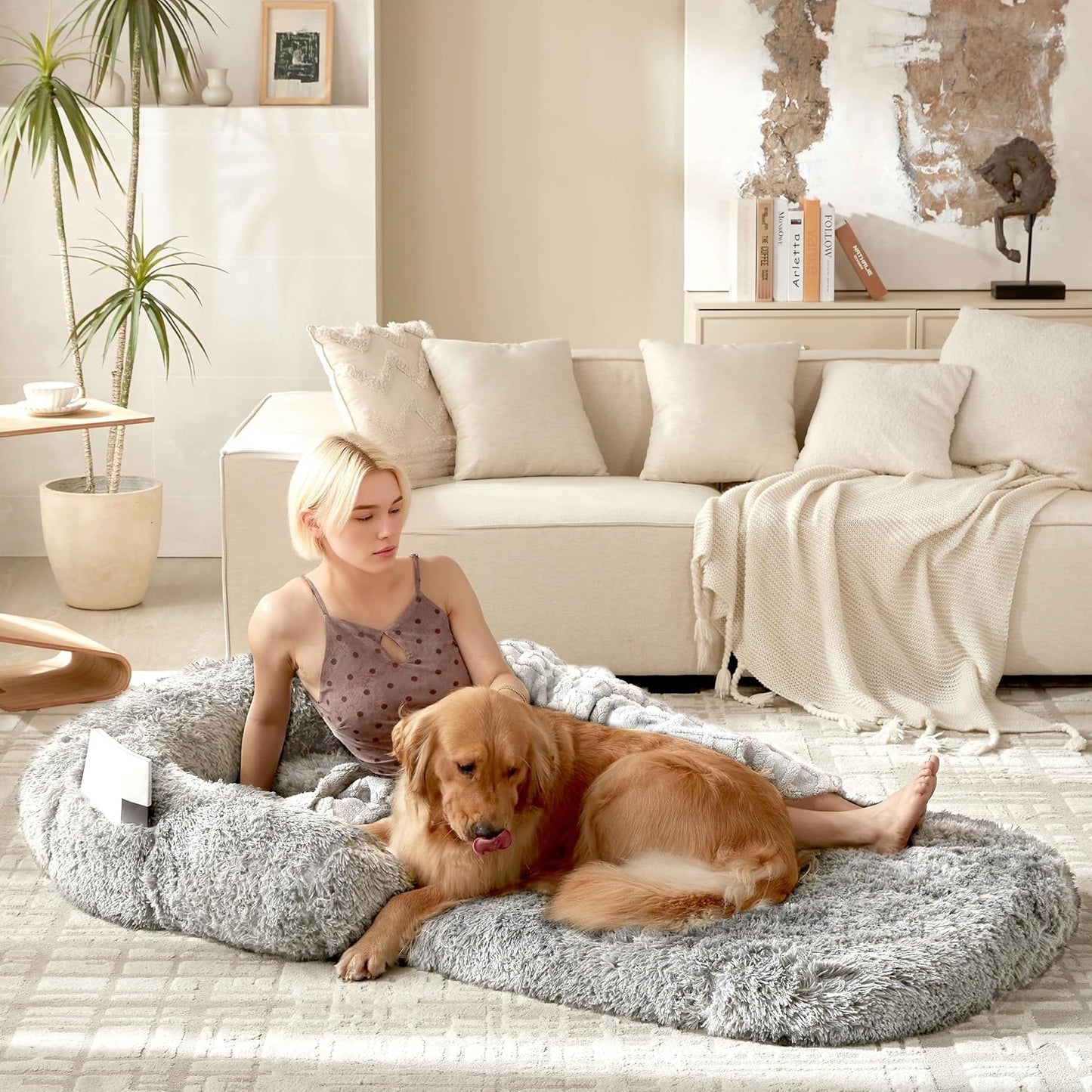 Foldable Human Dog Bed with Orthopedic Memory Foam Comfort