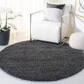 California Shag 6ft 7in Round Dark Grey Rug - Plush, Non-Shedding