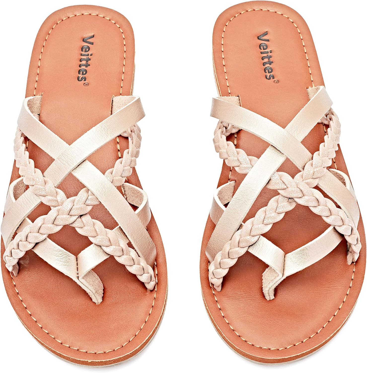 Veittes Women's Flat Sandals - Casual Cute Criss Cross Style