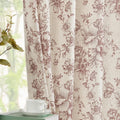 Linen Blend Floral Curtains 96 in Length Brick Red - Farmhouse Peony