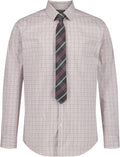 Boys Stretch Open Check Dress Shirt and Tie Set - Smart Fit