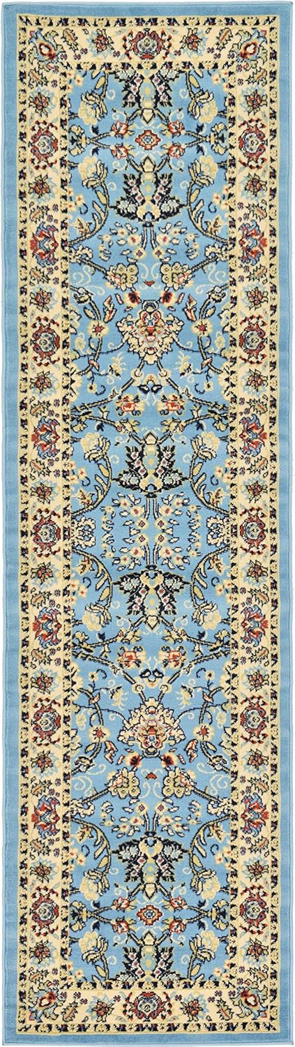 Unique Loom Sialk Hill Collection Area Rug Runner in Light Blue
