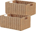 Vagusicc Wicker Storage Basket Set of 2 - Foldable Natural Organizers