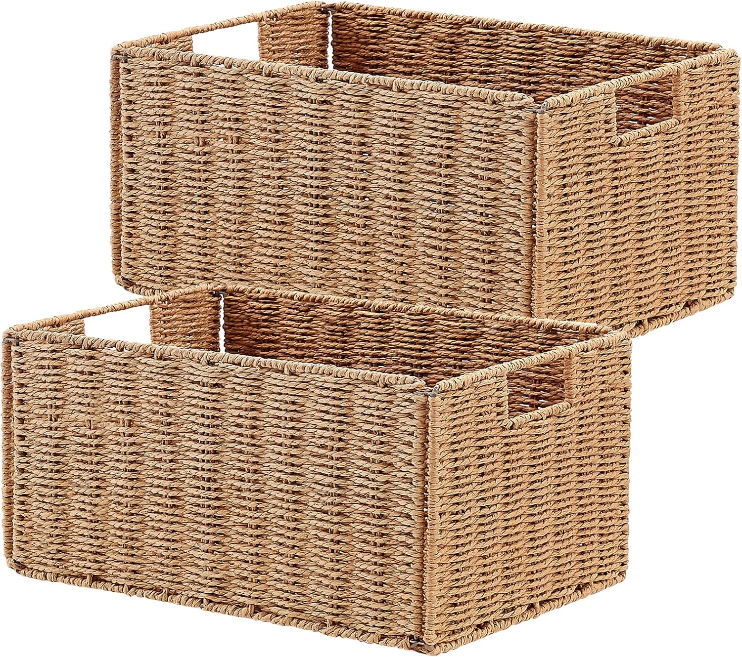 Vagusicc Wicker Storage Basket Set of 2 for Organizing Needs