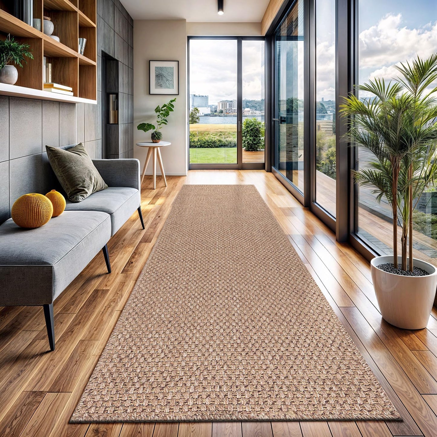 CAMILSON Indoor Outdoor Runner Rug Easy-Cleaning Non Shedding