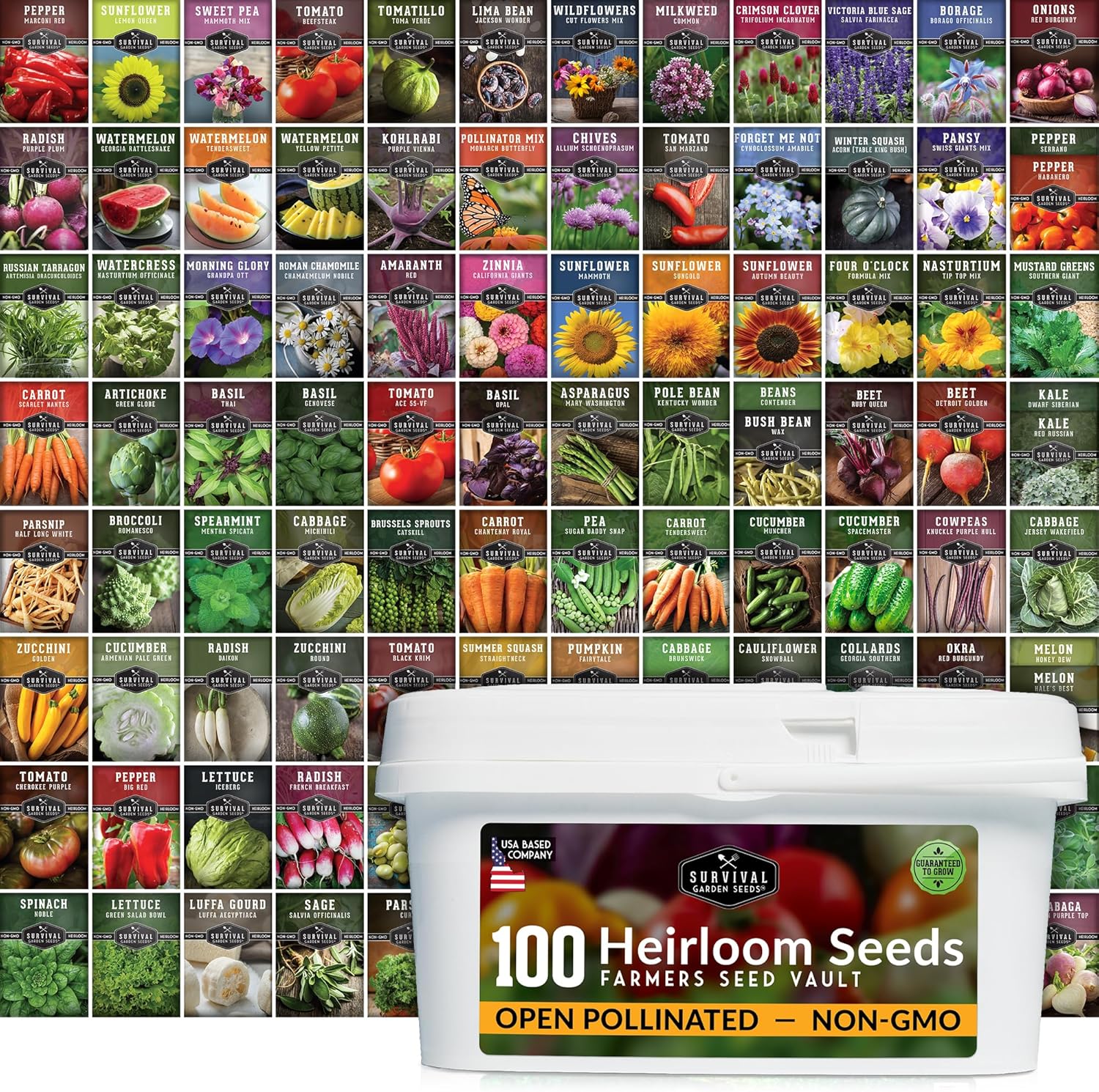 Survival Seed Vault with 100 Heirloom Vegetable Seed Packs