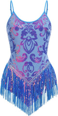 Women Sequins Fringe Bodysuit Sparkly Tassel Dance Outfit - Sexy Stage