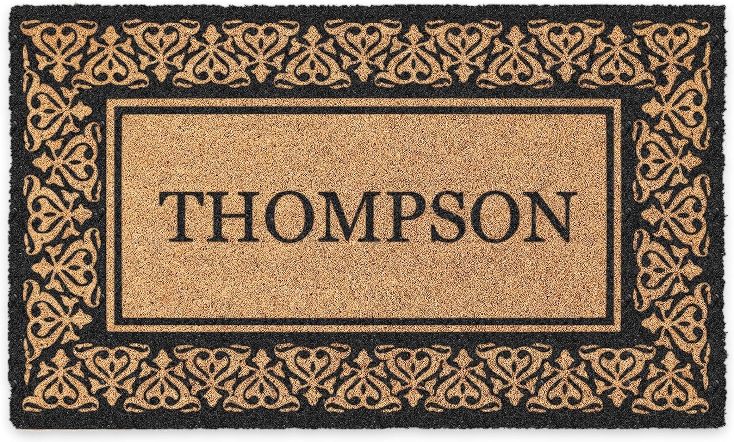 Personalized Outdoor Welcome Mat with Blooming Hearts Border