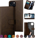 for iPhone 13 6.1 Genuine Leather Wallet Case - RFID Protection