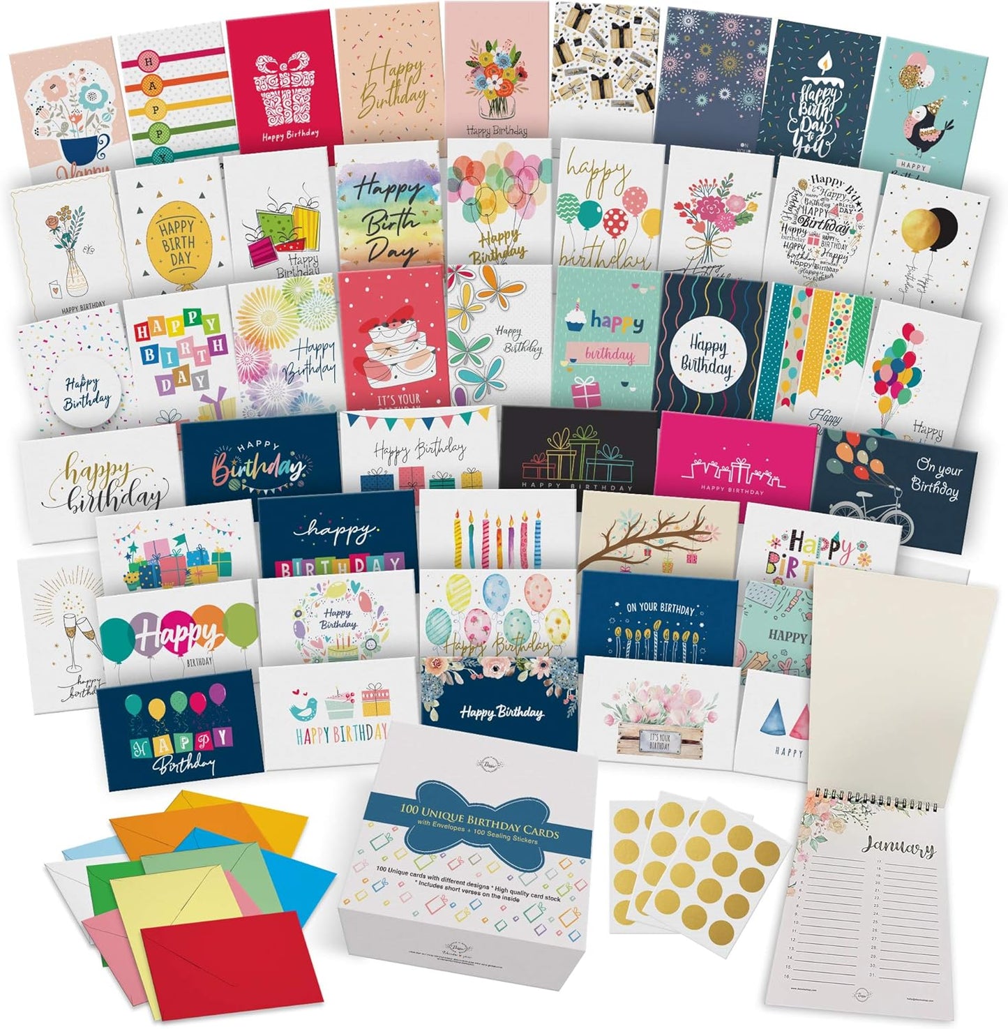 Dessie 100 Unique Birthday Cards Assortment for Every Occasion