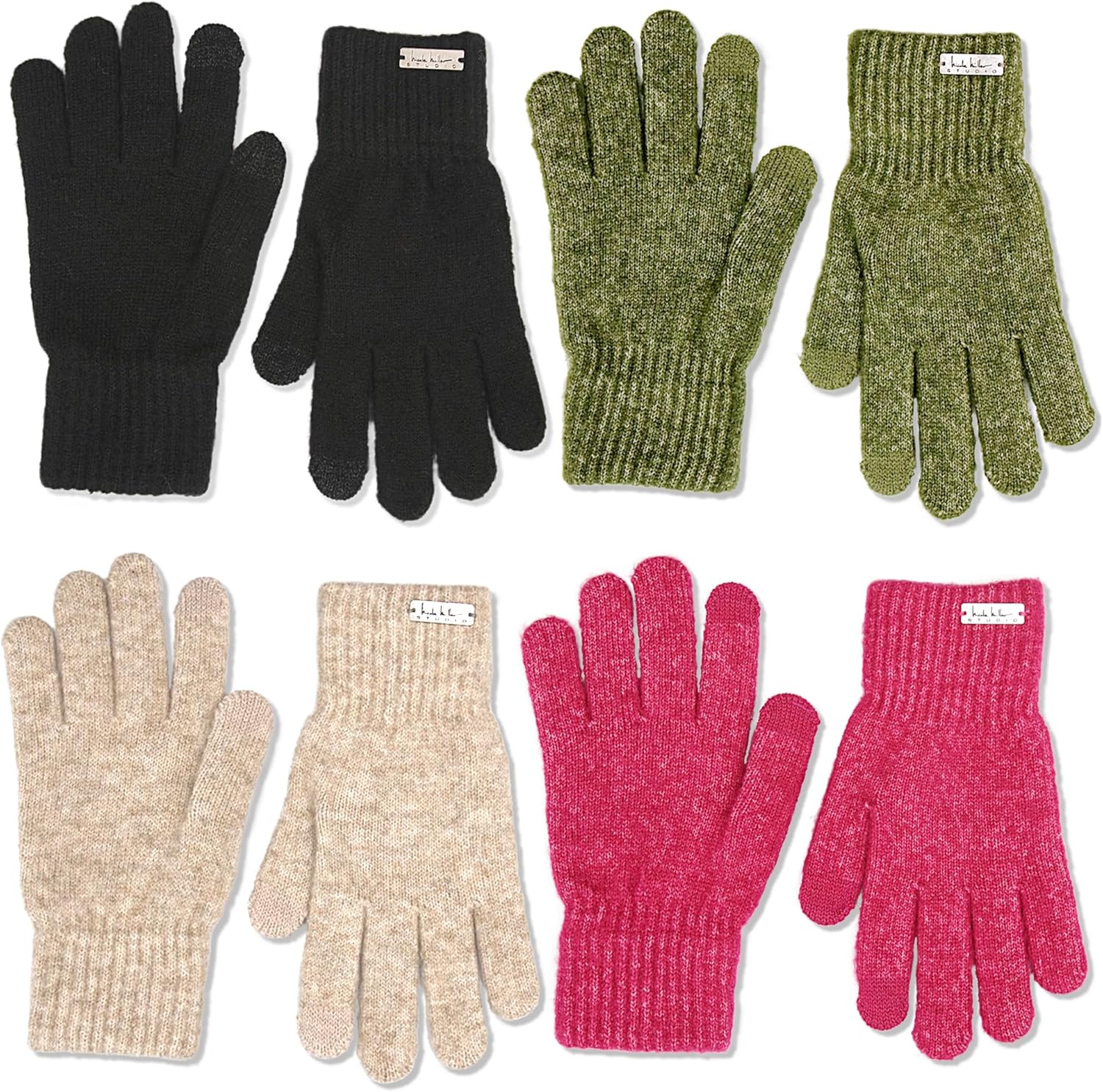 Nicole Miller 4-Pack Multi Women's Winter Gloves: Stay Cozy in Style!