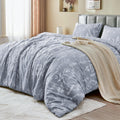 MUXHOMO Duvet Cover Queen Size Reversible Floral Grey - Soft