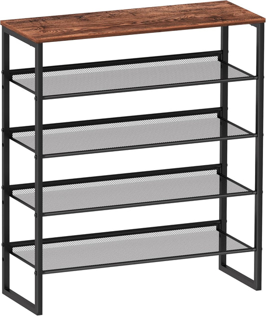 Sturdy Steel Shoe Rack for Entryway with Spacious Top Shelf