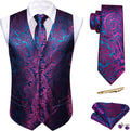 Mens Suit Vest Paisley Silk Jacquard Waistcoat 5PCS Set - Formal Match