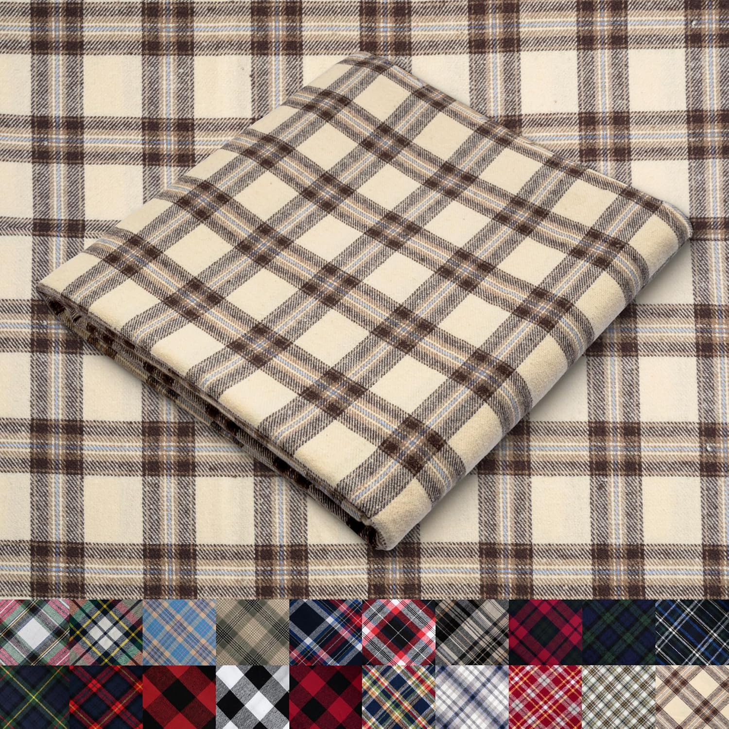 Pico Textiles Tartan Plaid Flannel Fabric - 60in Wide, 4 Yards