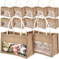 Jute Tote Gift Bags 16 Pack - Natural Burlap Grocery & Beach Totes