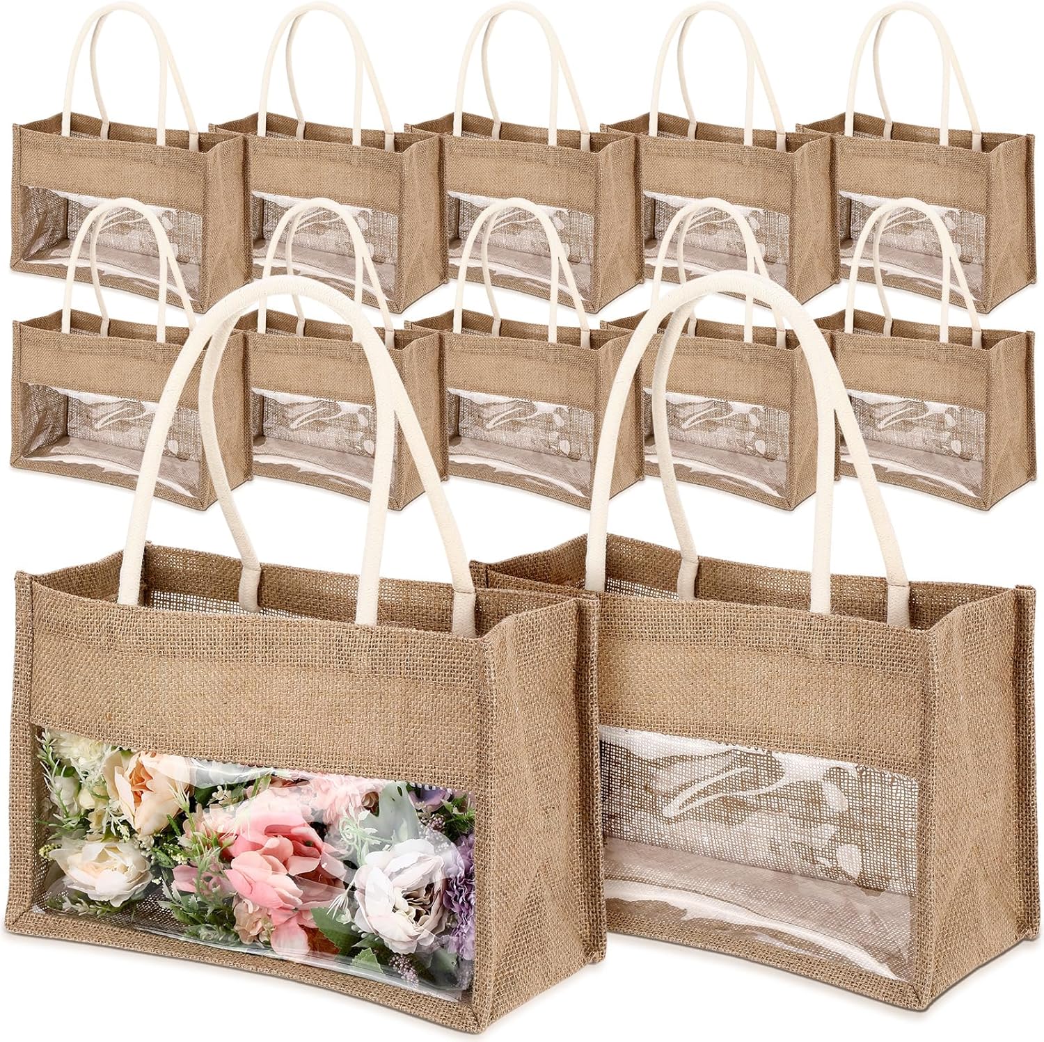 Reginary 16 Pcs Jute Tote Gift Bags for Stylish Grocery Shopping