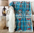 Turquoise Southwest Plush Sherpa Throw Blanket 54 x 68 - Ultra Soft