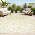 Boho Medallion Indoor Outdoor Area Rug 4X6 Cream/Green - Durable Patio