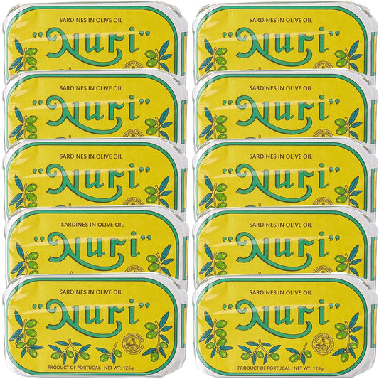 NURI Portuguese Sardines in Olive Oil - Delicious 10 Pack