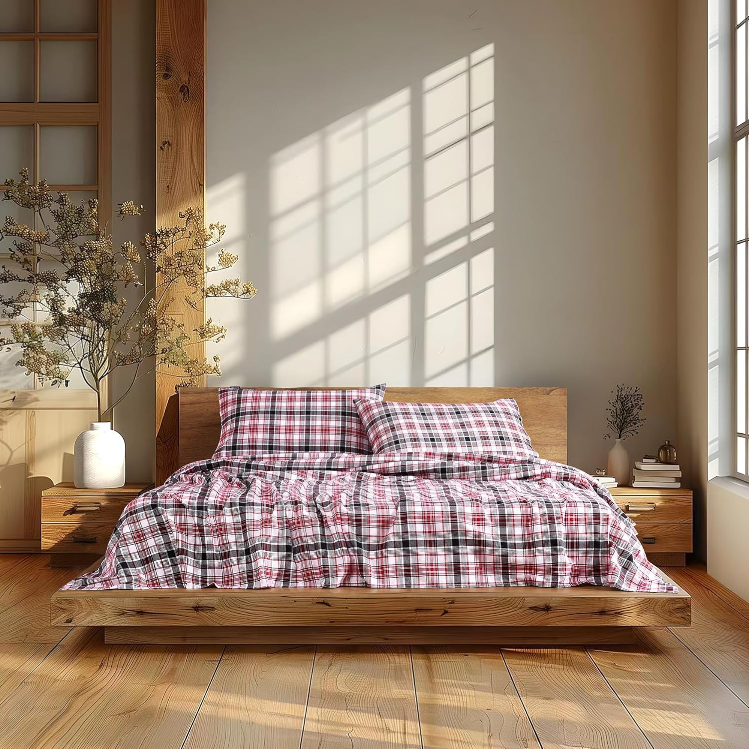 Cozy 100% Cotton Flannel Sheet Set for King Size Beds