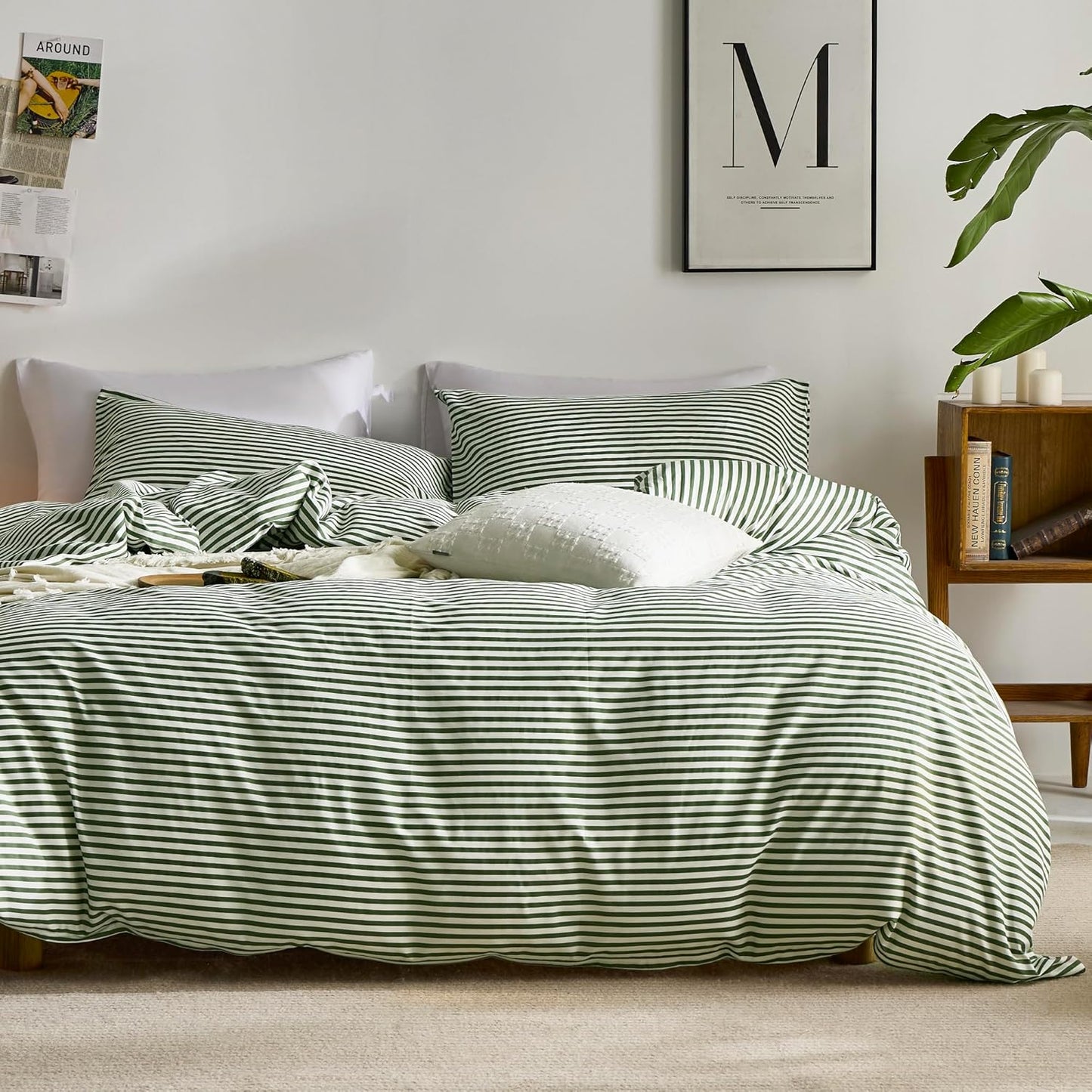 Natural Cotton Striped Duvet Cover Set for Comfortable Sleep