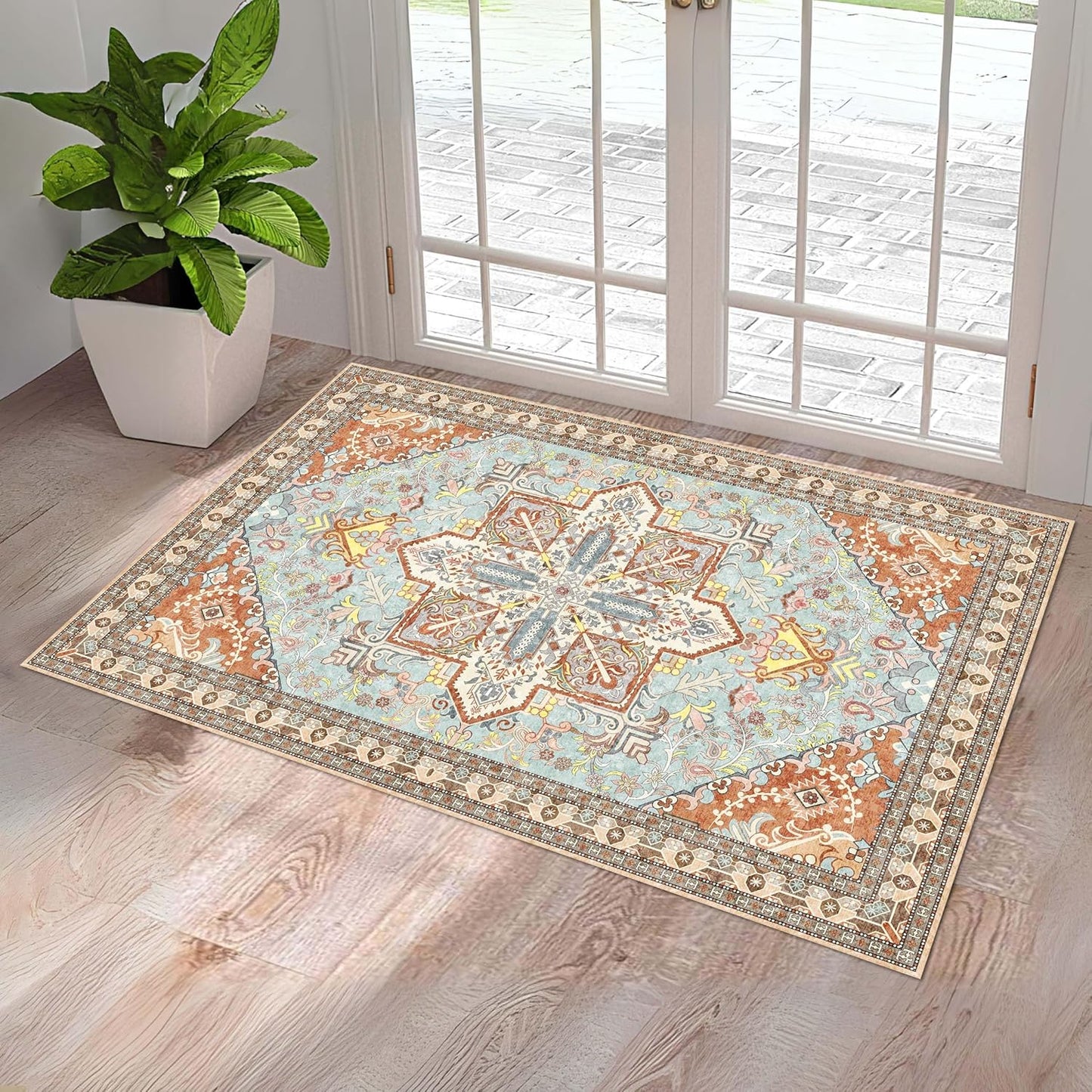 Washable Entryway Rug 3x5 Non Slip for Hallways and Kitchens