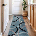 Modern Wavy Circles Runner Rug for Hallways by Rugshop