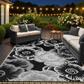 Outdoor Rug with LED String Lights 8x10 ft - Weatherproof Patio Mat