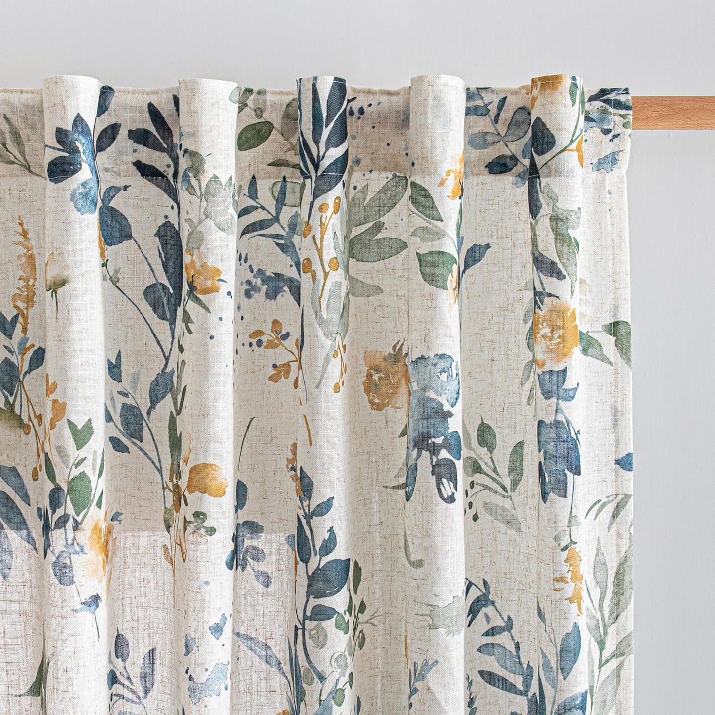 MYSKY HOME Floral Curtains 95 Inch Length for Modern Decor