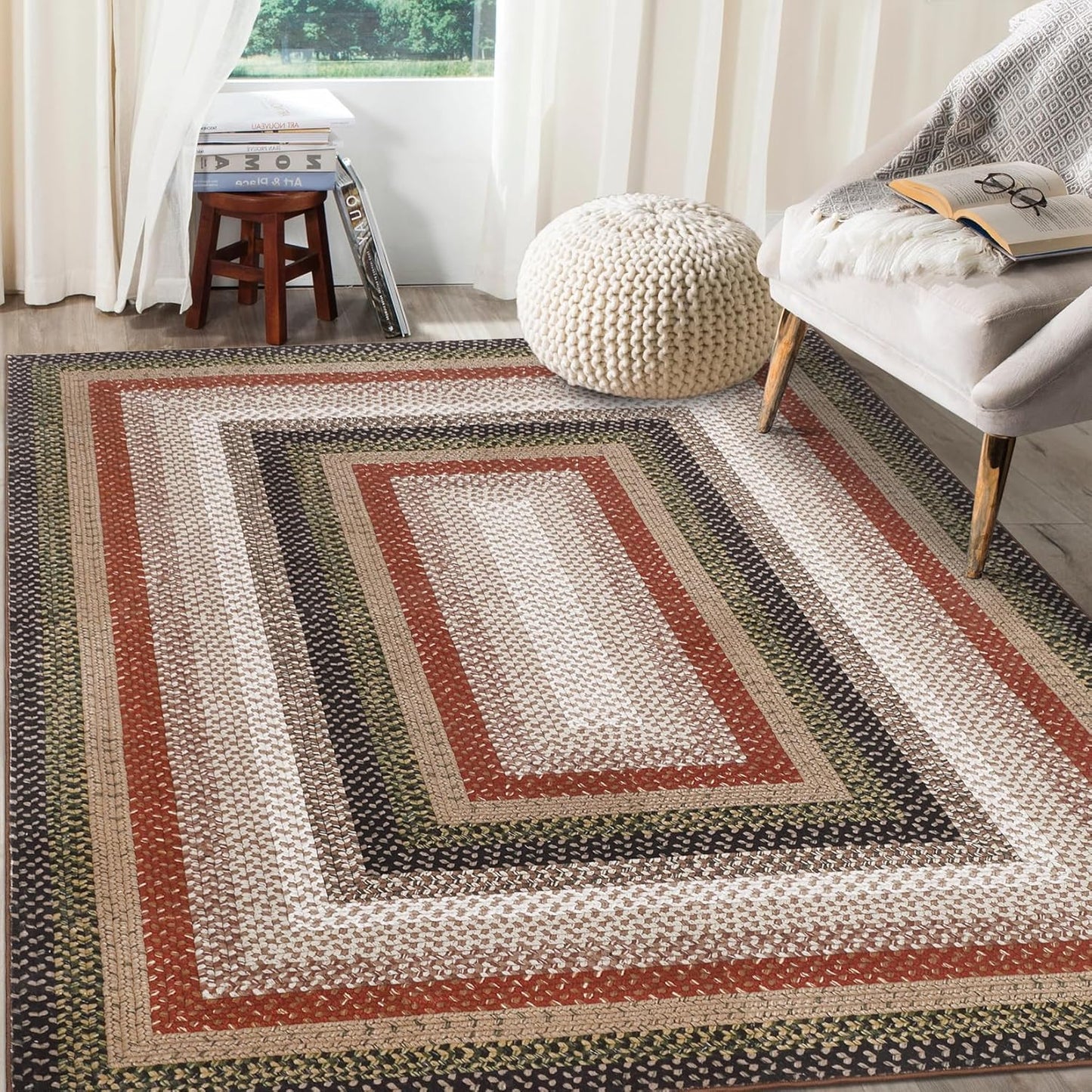 9x12 Braided Rug Washable Living Room Rug for Modern Homes
