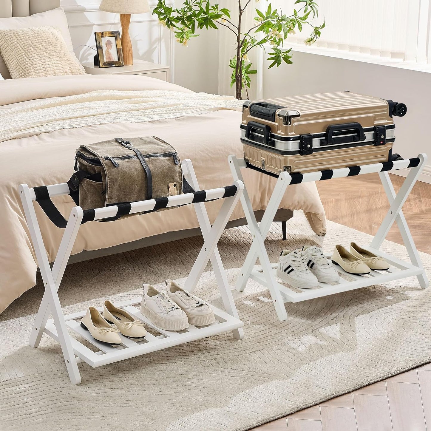 Fully Assembled Luggage Racks for Easy Storage and Use