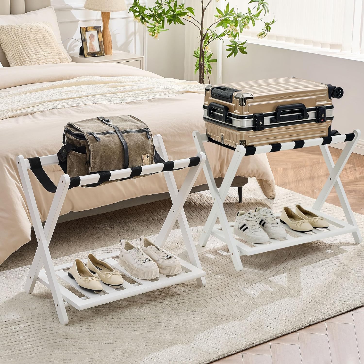 Fully Assembled Luggage Racks for Easy Storage and Use