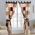 Patchwork Brown Plaid Farmhouse Curtains 84in x 50in - Rustic Windows