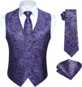Men's Paisley Vest Tie Set with Pocket Square - Formal Style