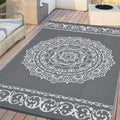 Outdoor Patio Rug 8x10 Reversible Medallion - Waterproof Camping Mat