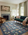 Rifle Paper Co. Rosa Navy Runner Rug 2 ft 6 in x 12 ft - Soft Folk Art